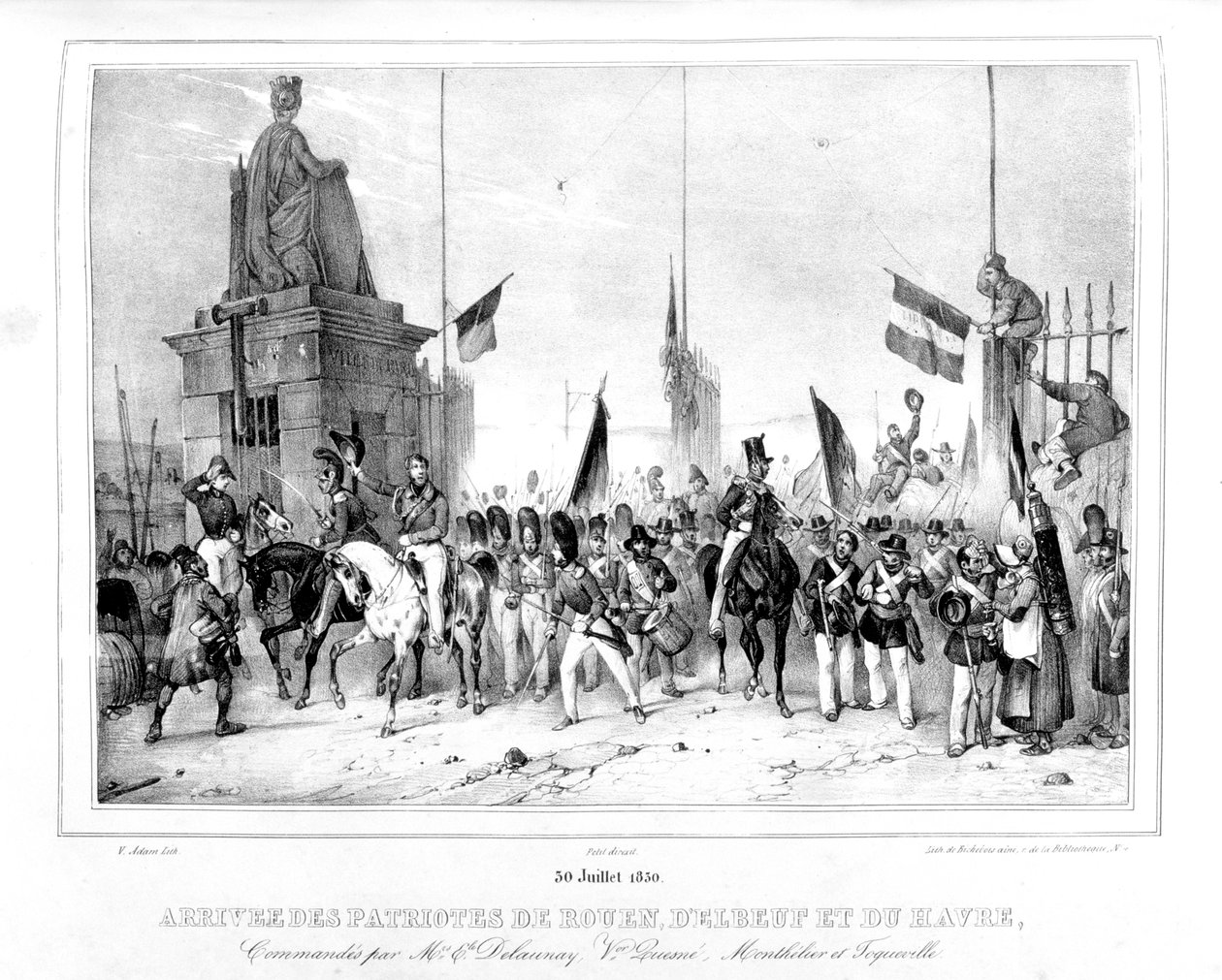 Arrival of the Patriots of Rouen, Elbeut and Le Havre, Paris, 30th July 1830 by Unbekannt