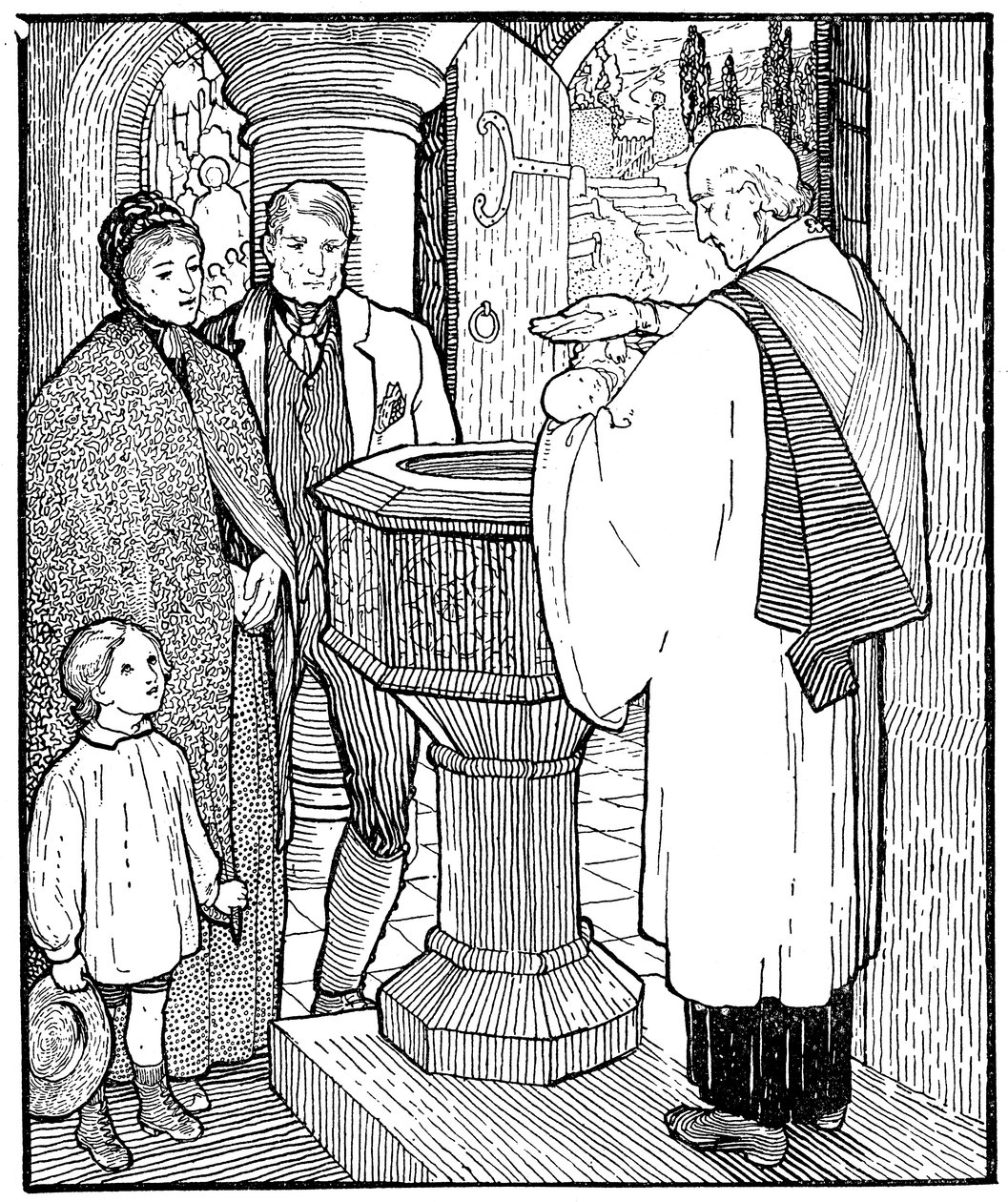 Artisan family having their child baptised by Unbekannt
