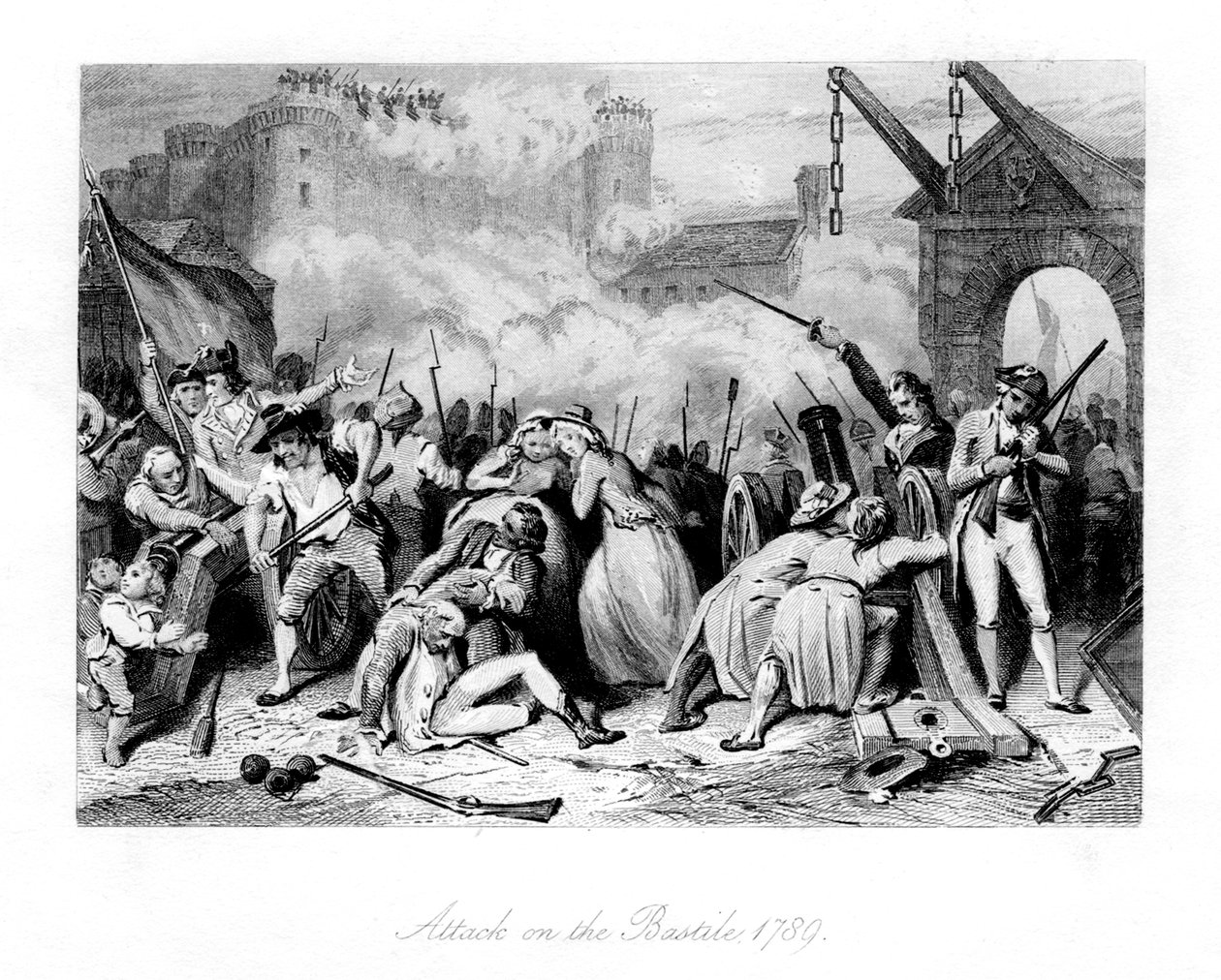 Attack on the Bastille, 1789, 1845 by Unbekannt