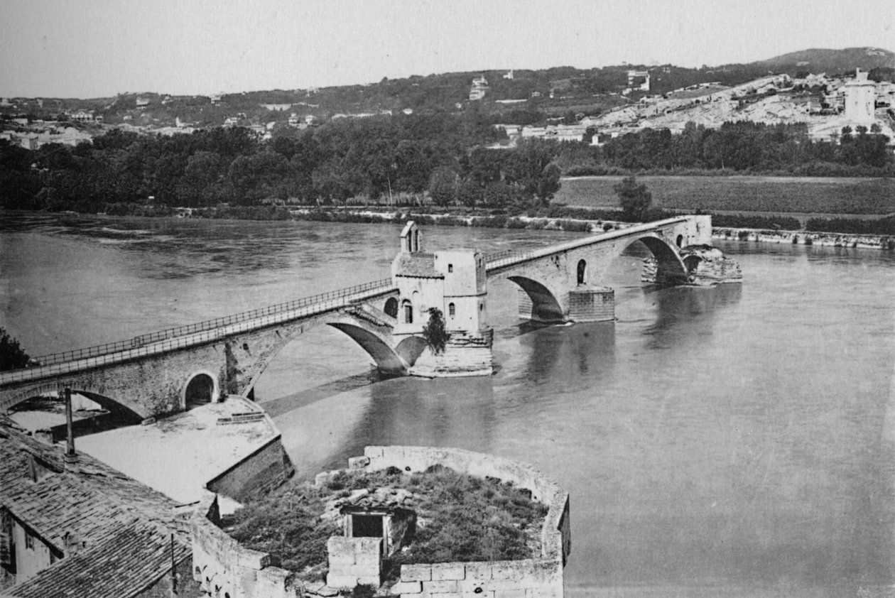 Avignon - St. Benezet Bridge and Rhone Valley, View Taken From Doms Fort by Unbekannt