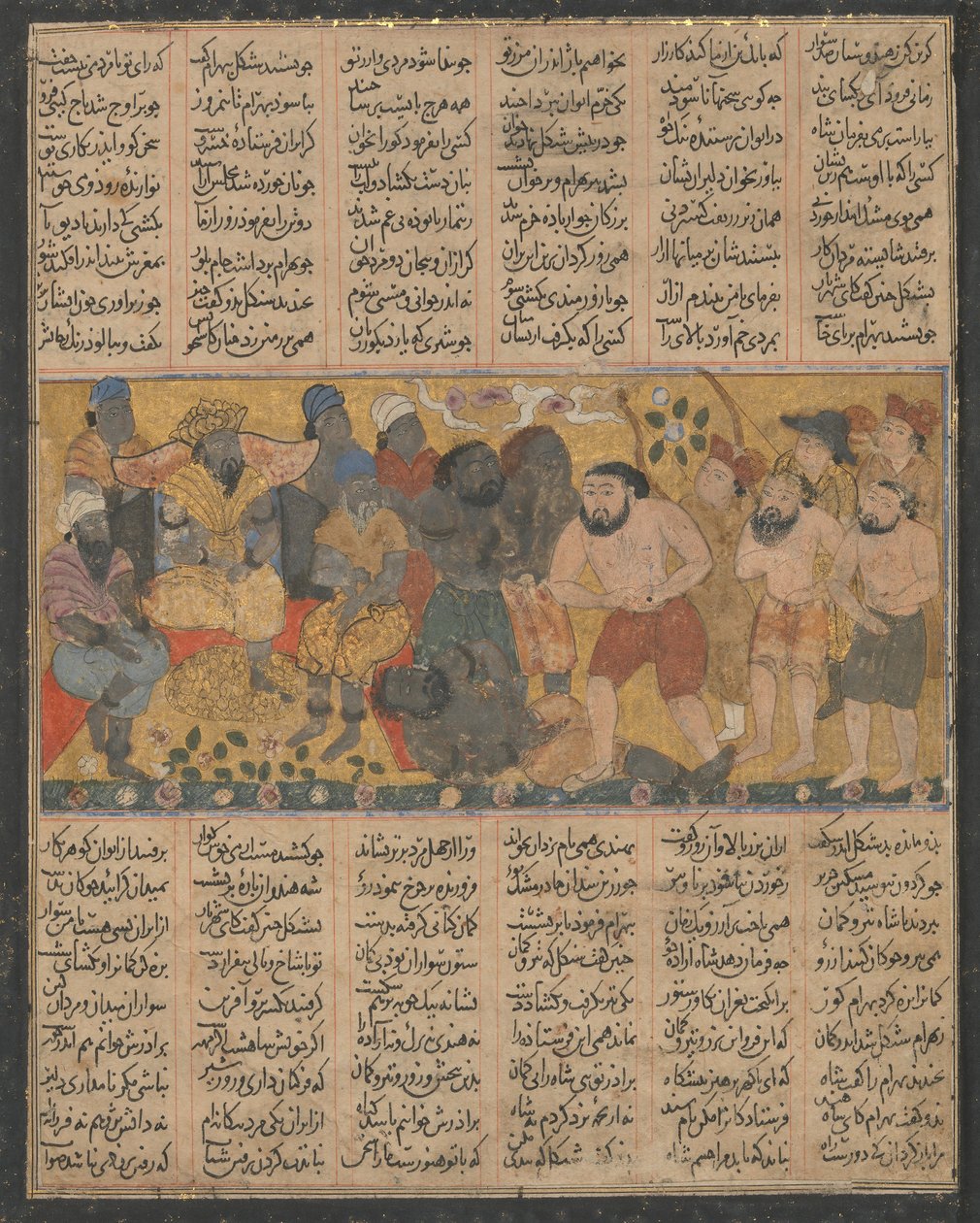 Bahram Gur Exhibiting his Prowess in Wrestling at the Court of Shangul by Unbekannt