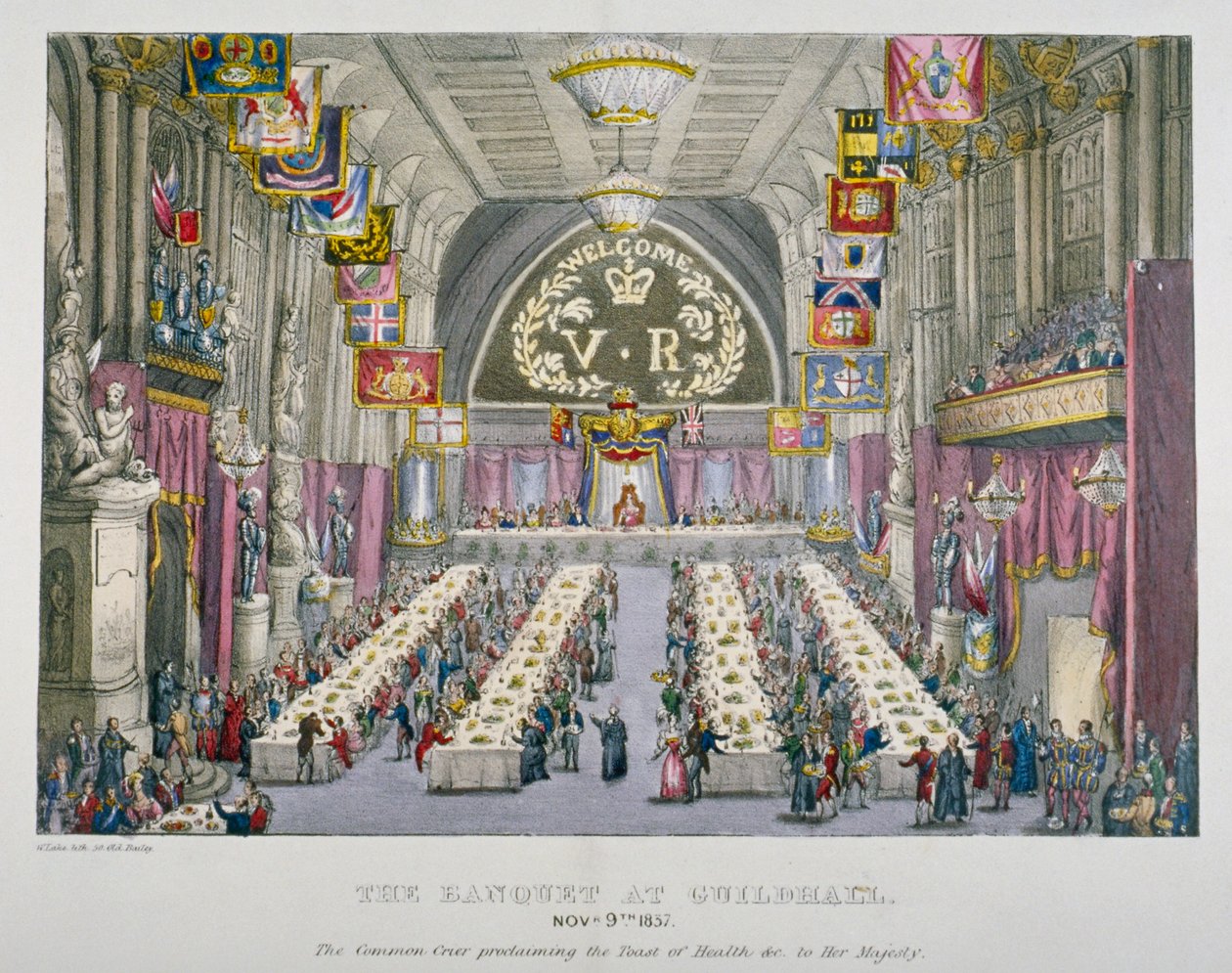 Banquet in the Guildhall in honour of Queen Victoria, City of London, 1837 by Unbekannt