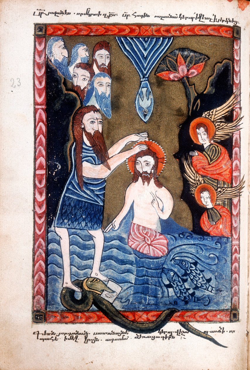 Baptism of Jesus by John the Baptist, from Armenian Evangelistery by Unbekannt