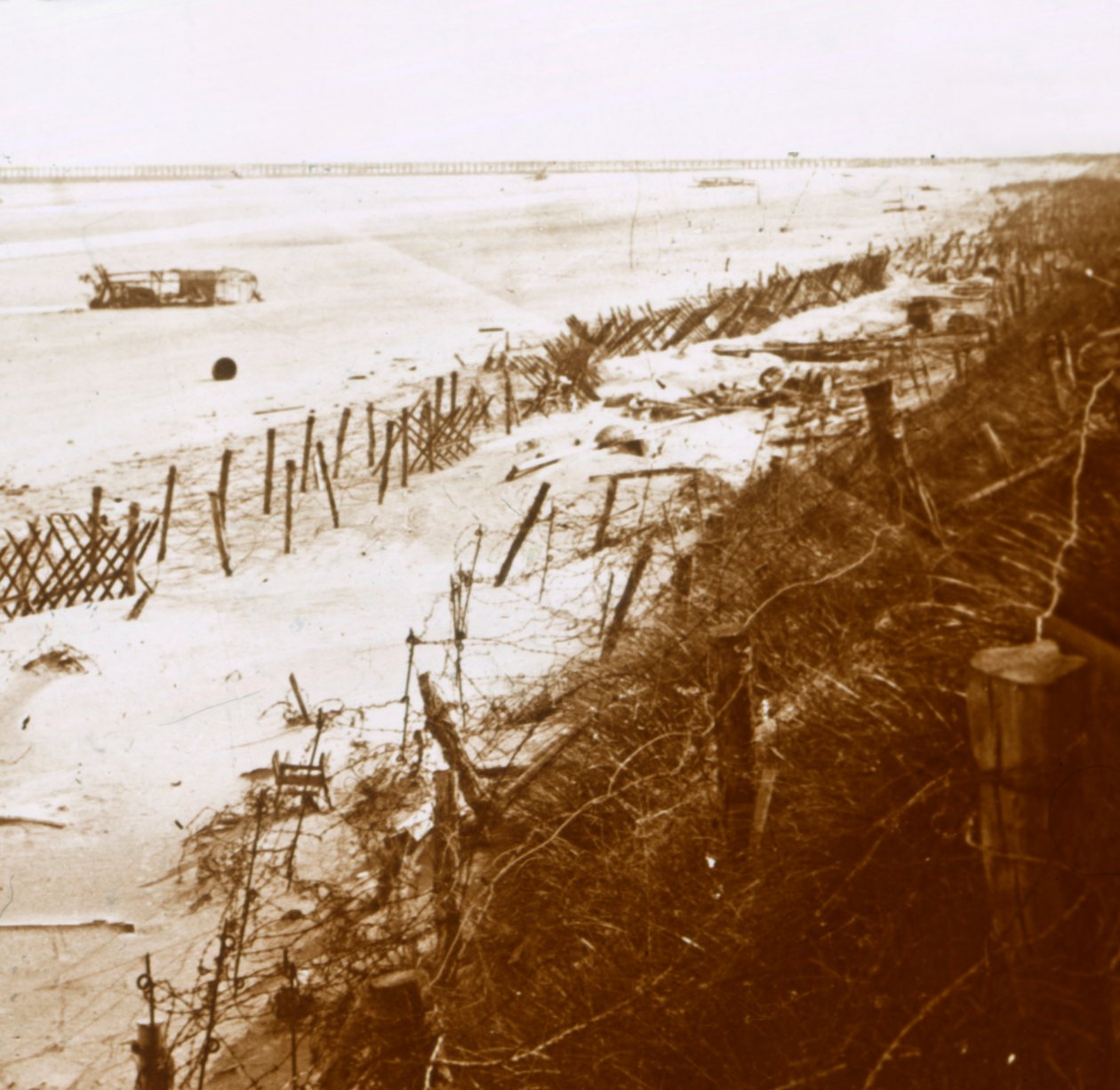 Barbed wire barriers on the beach, Nieuwpoort-Bad, Flanders, Belgium by Unbekannt