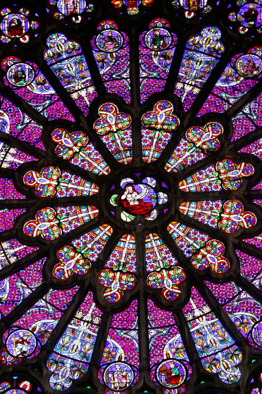 Basilica of St. Denis, North Transept, Stained Glass Window (detail), Rose Window Above the Middle Gate, Saint-Denis, France by Unbekannt