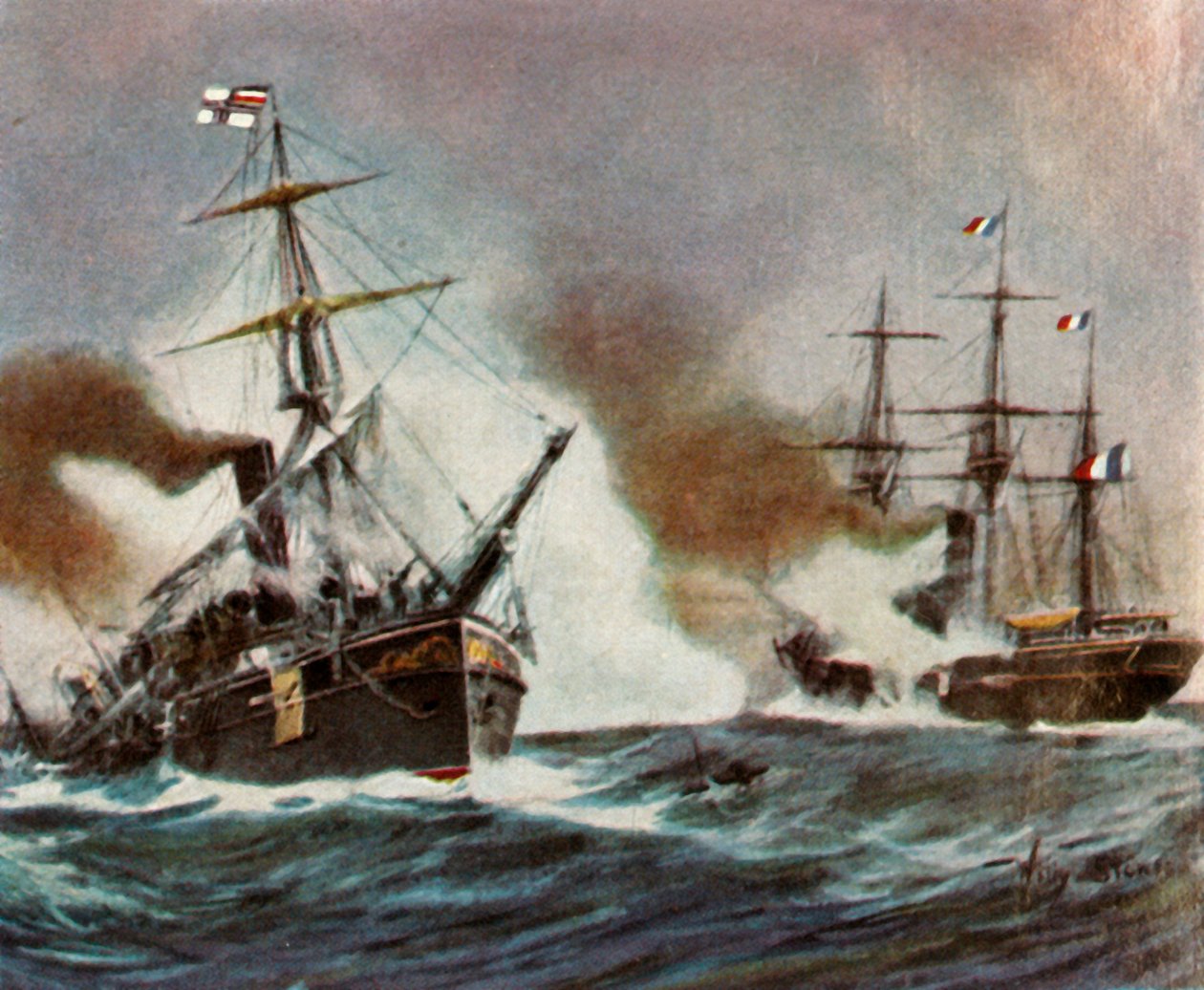 Battle between the Meteor and the Bouvet off Havana, 9 November 1870 by Unbekannt