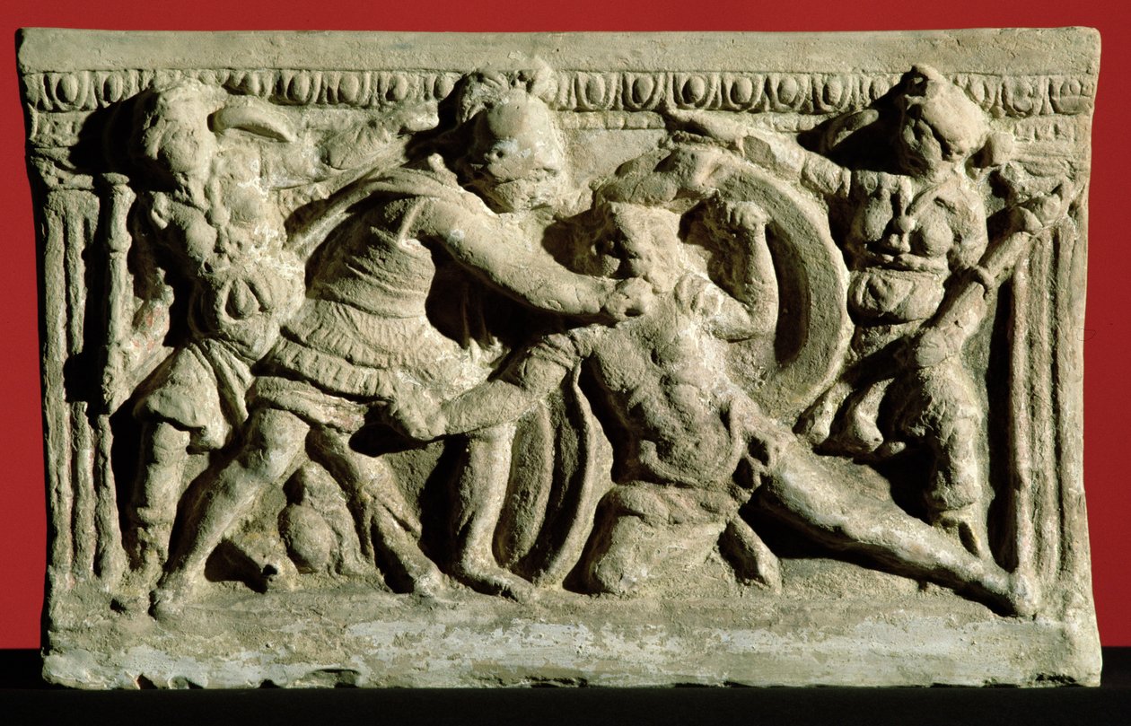 Battle scene from a cinerary urn, Etruscan by Unbekannt