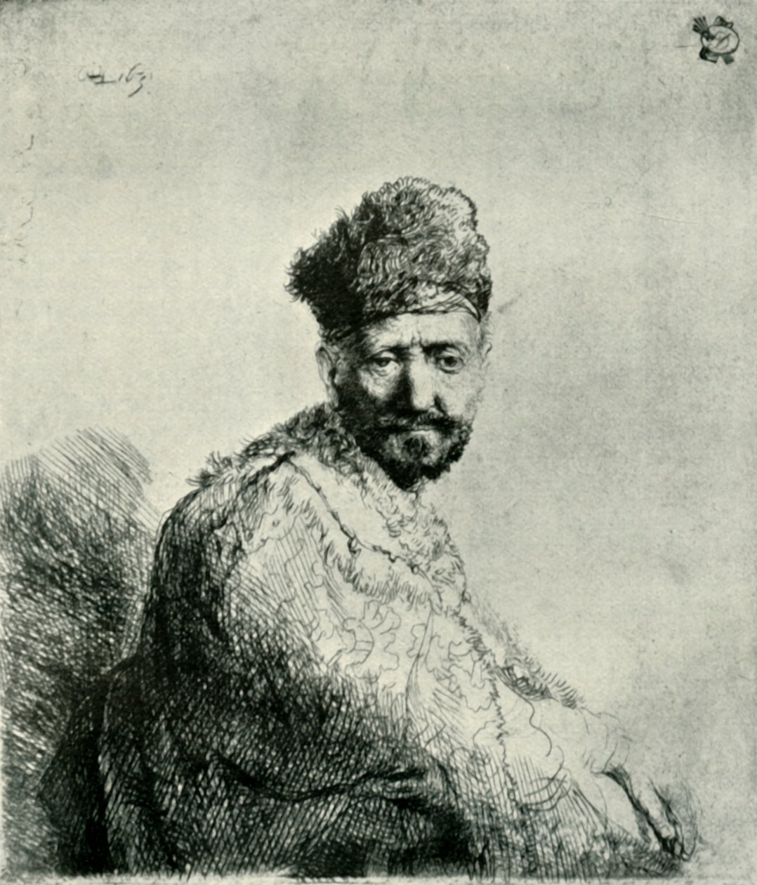 Bearded man in a furred oriental cap and robe: the artist