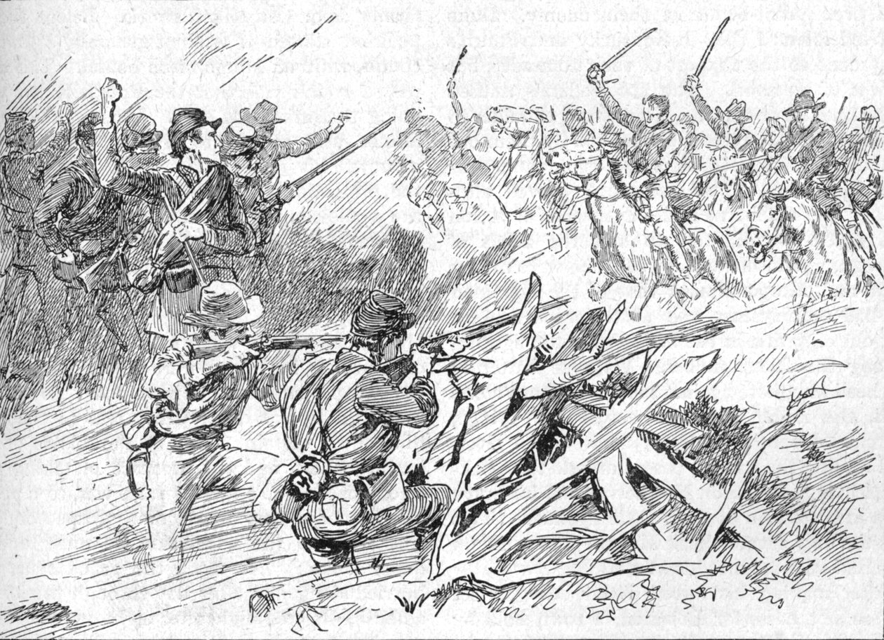 Behind The Rough Breastworks Lay The Michigan Men by Unbekannt