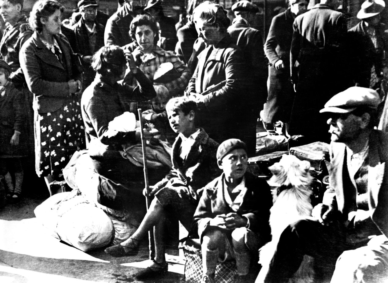 Belgian Refugees with Their Bicycles and Possessions Outside the Gare du Nord, Paris, July 1940 by Unbekannt