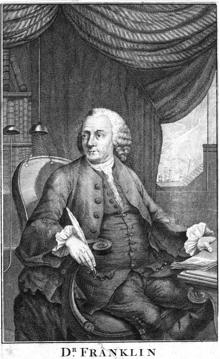 Benjamin Franklin, American scientist, inventor and statesman, late 18th century by Unbekannt