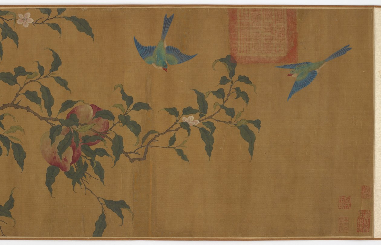 Birds among peach branches by Unbekannt