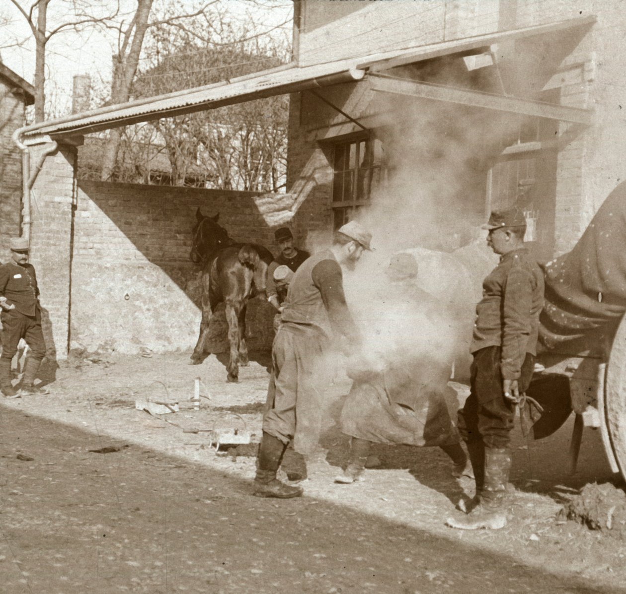 Blacksmith Shoeing Horse, Suippes, Northern France by Unbekannt