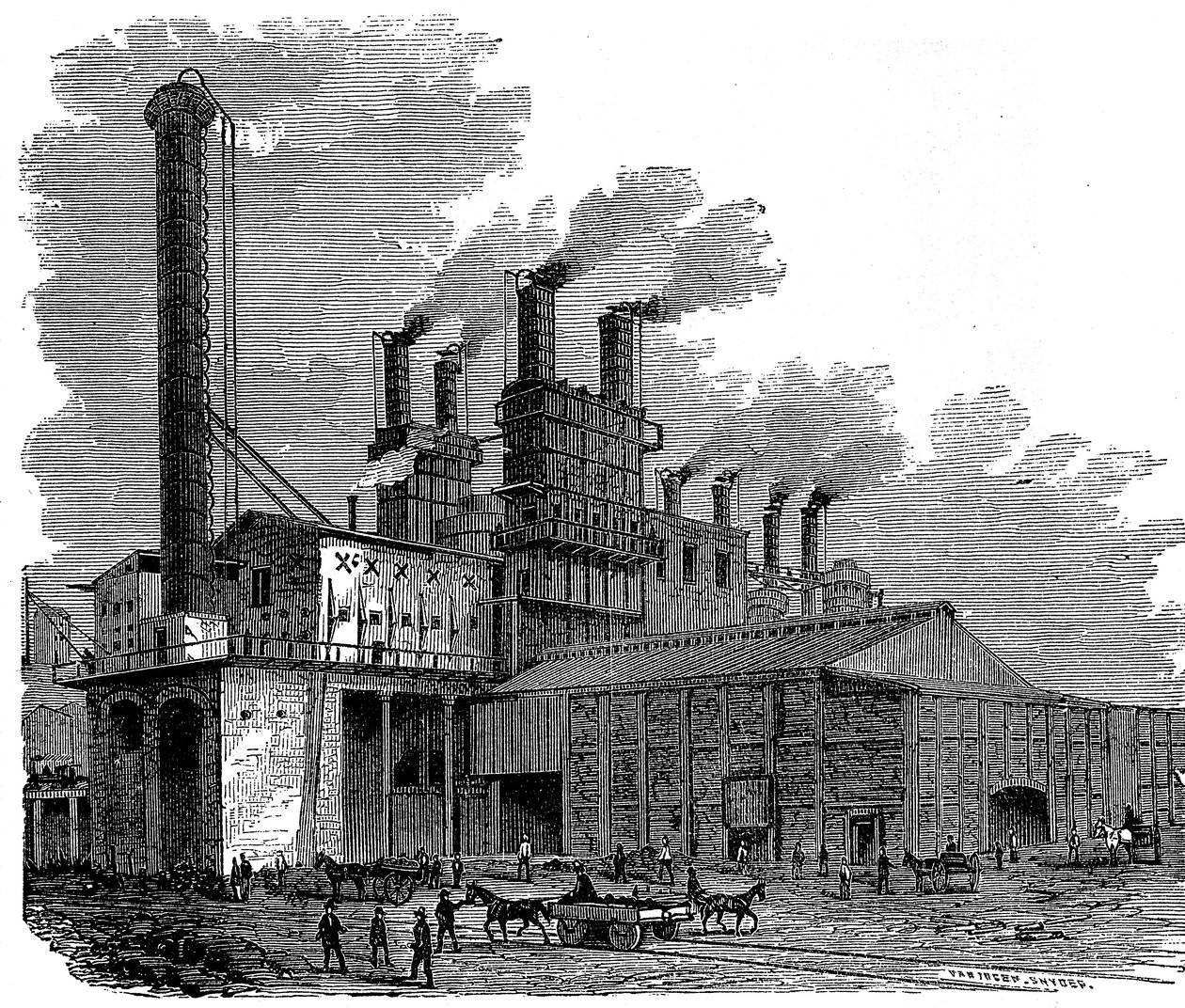 Blast furnaces at the Phoenix Iron and Bridge Works, Phoenixville, Pennsylvania, USA by Unbekannt
