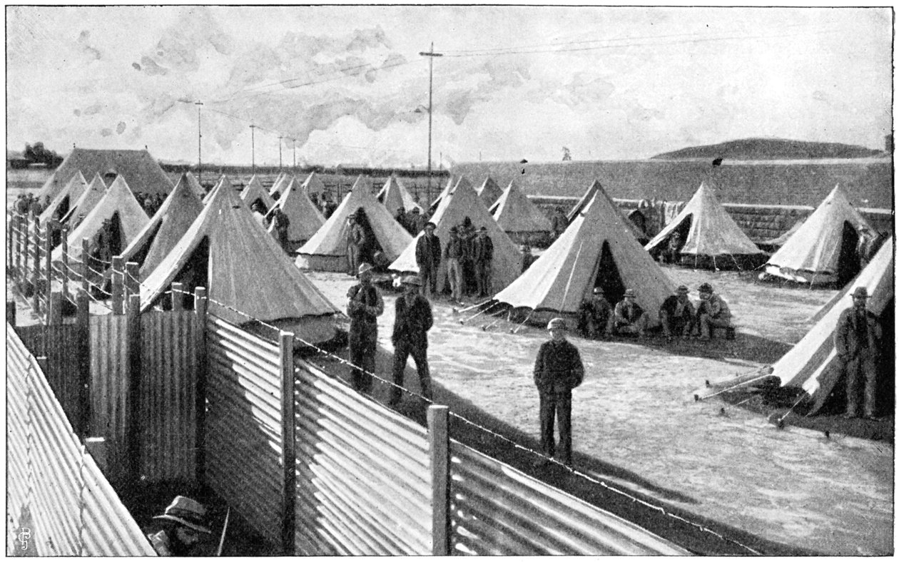 Boer Prisoners in a Camp at Bloemfontein, 2nd Boer War by Unbekannt