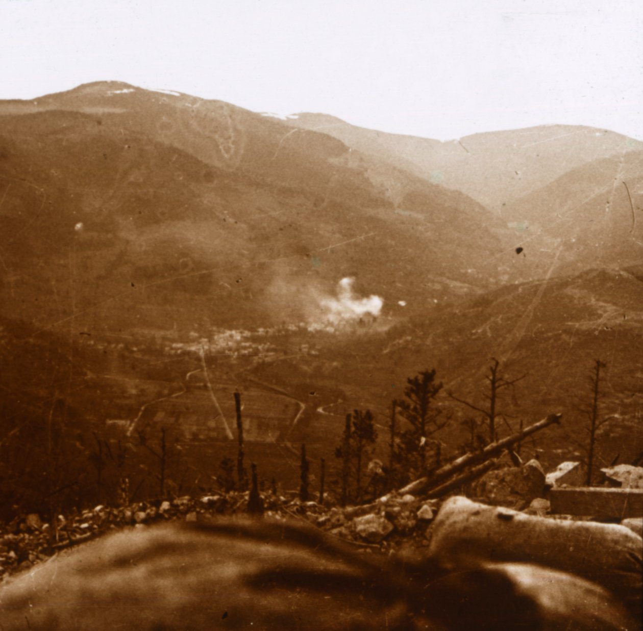 Bombardment, Metzeral, northern France by Unbekannt
