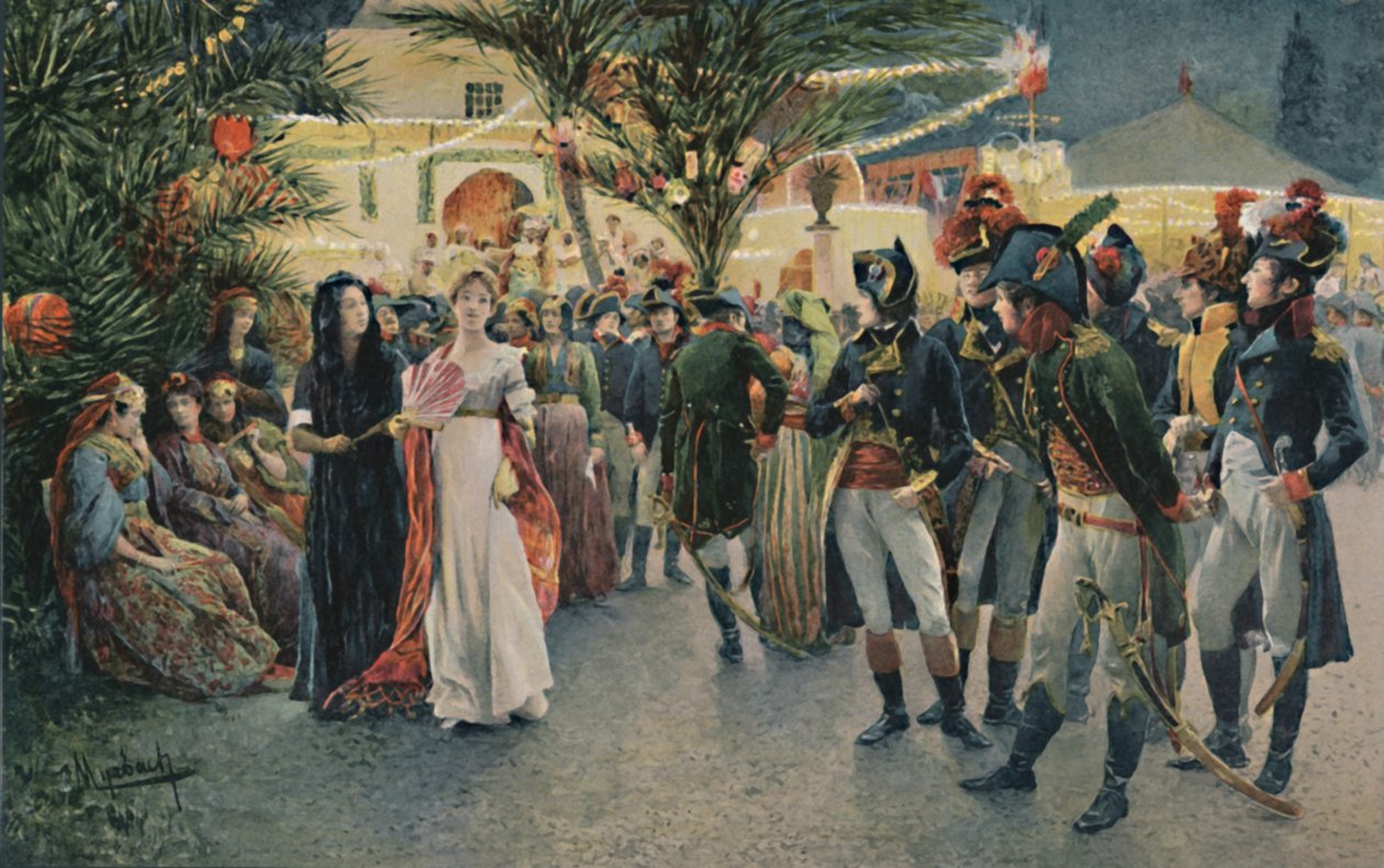 Bonaparte, Kleber, Eugène De Beauharnais, Lasalle and Junot at the Tivoli Garden in Cairo, 1896 by Unbekannt