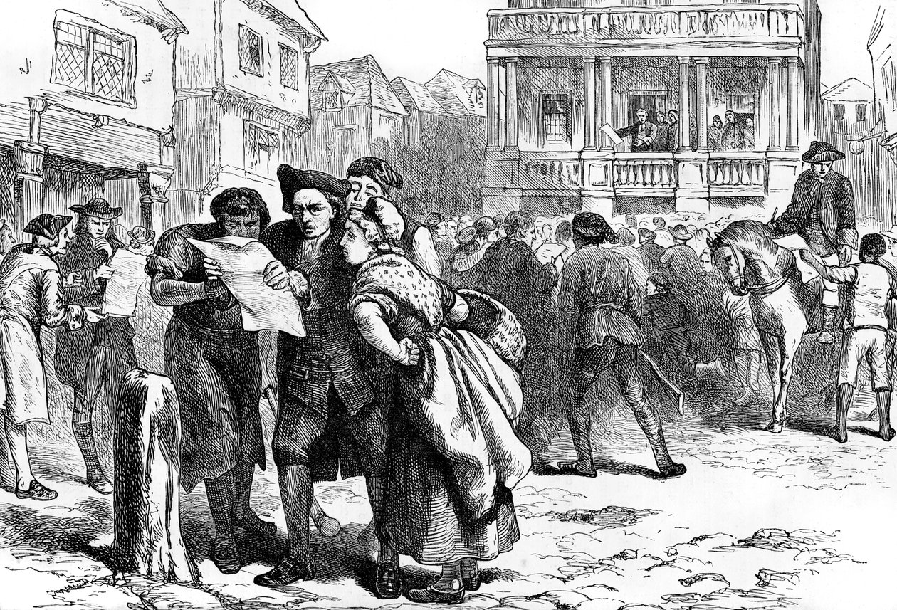 Bostonians Reading the Stamp Act by Unbekannt