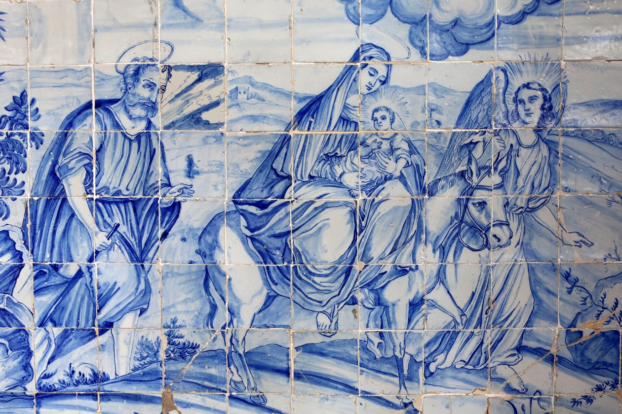 Brazil, Bahia, Salvador: Azulejo in Bonfim Church: The Flight to Egypt by Unbekannt