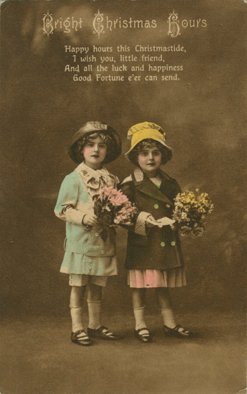 Bright Christmas Hours vintage Christmas card, 1900 by Unbekannt