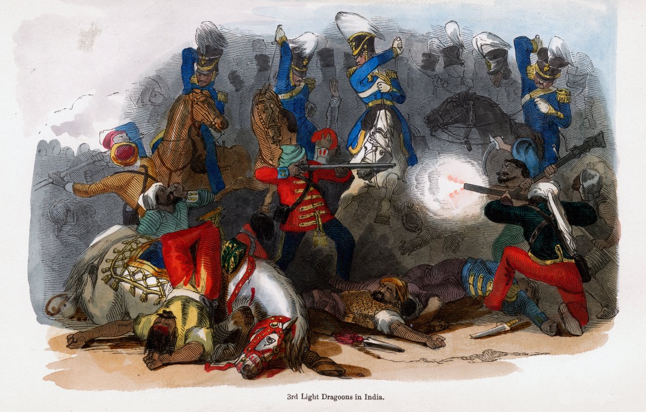 British 3rd Light Dragoons in action in India by Unbekannt