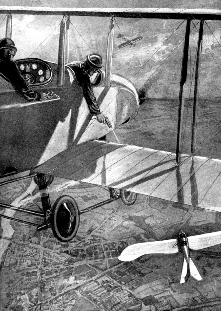 British Biplane Versus German Taube, First World War, 1914 by Unbekannt