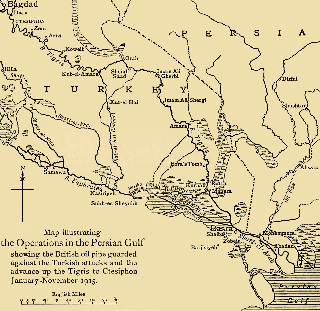 British Oil Pipeline in the Middle East, First World War by Unbekannt