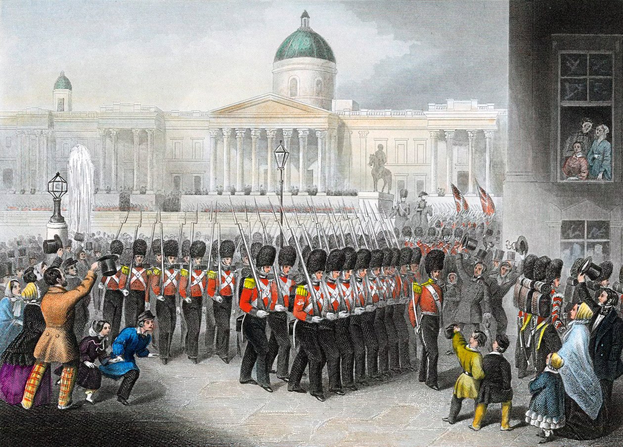 British soldiers leaving for the Crimean War, 1853-1856, c1860 by Unbekannt