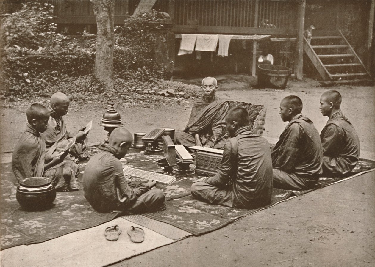 Buddhist Priest with Pupils by Unbekannt