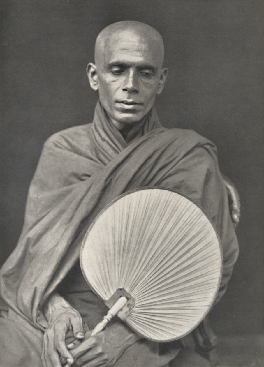 Buddhist Monk of the Burma Sect with Palm Leaf Fan by Unbekannt