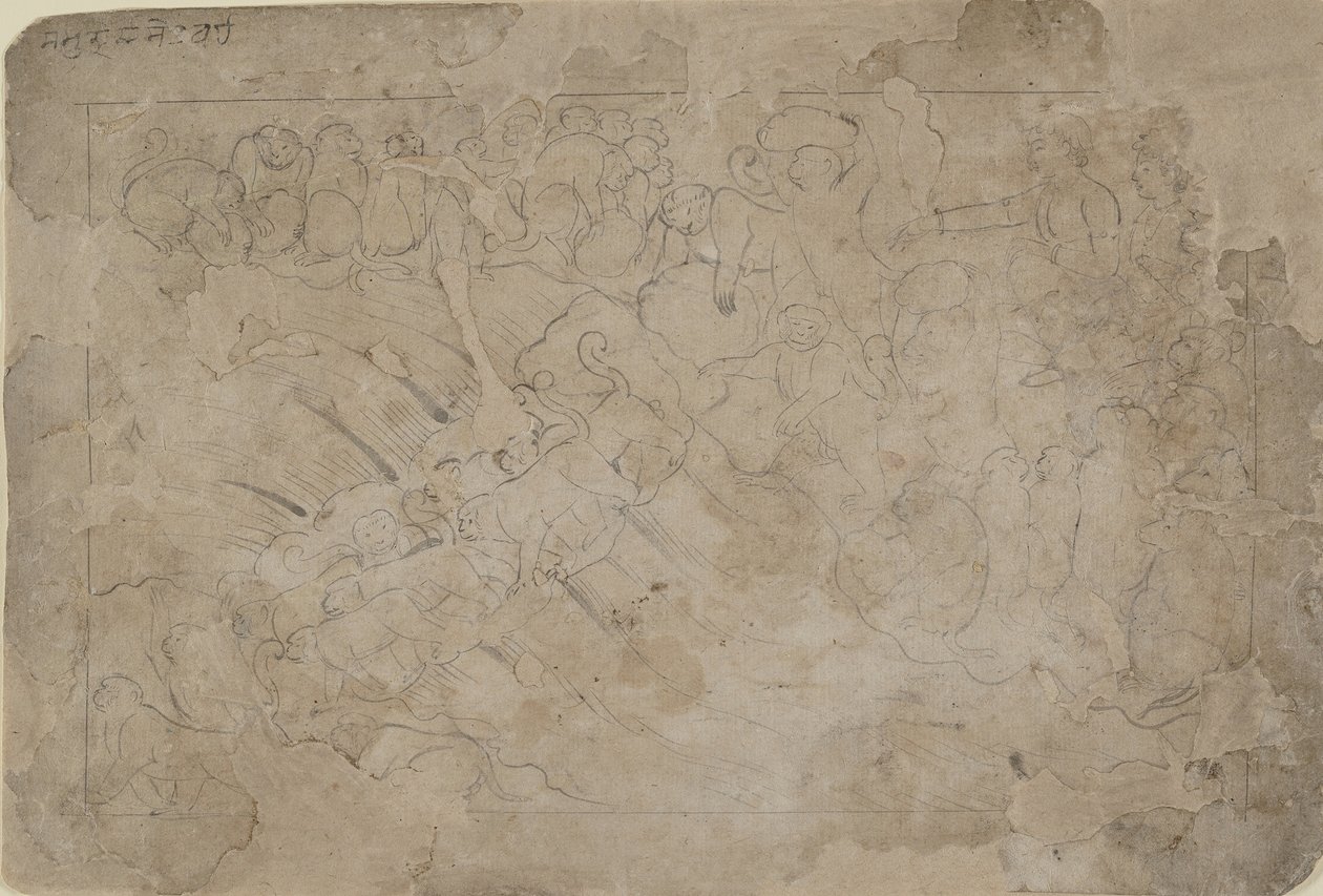 Building the Bridge to Lanka, mid-18th century by Unbekannt