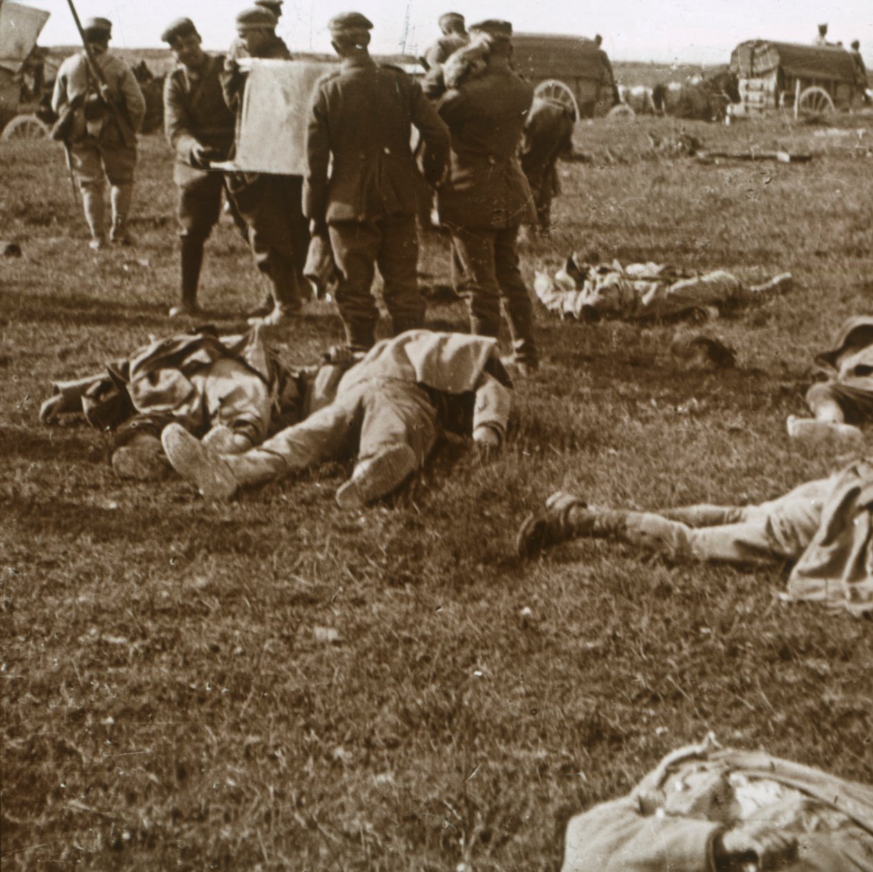 Burying Bodies, Sainte-Marie-à-Py, Northern France by Unbekannt