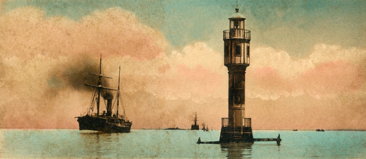Canal of Suez - The bitter lakes, The north light-house by Unbekannt