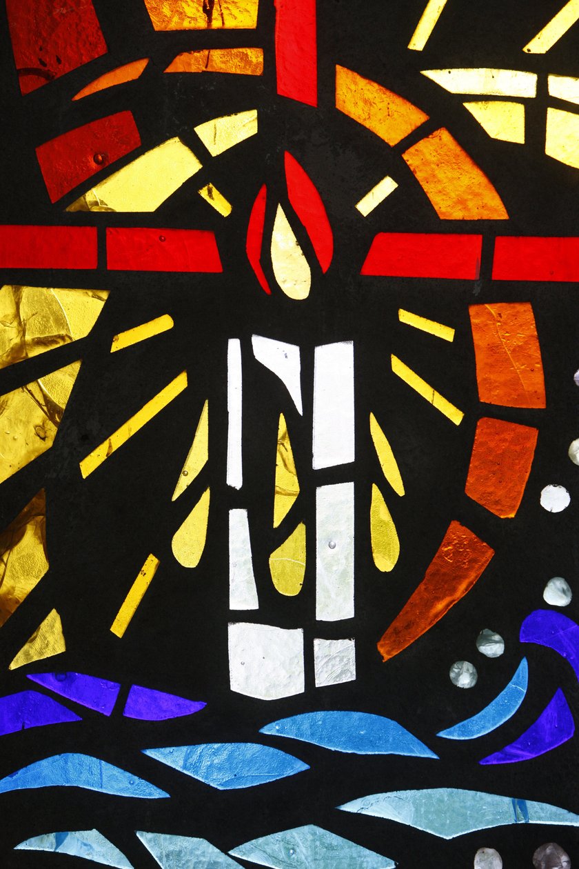 Candle depicted on stained glass, Lome, Togo by Unbekannt