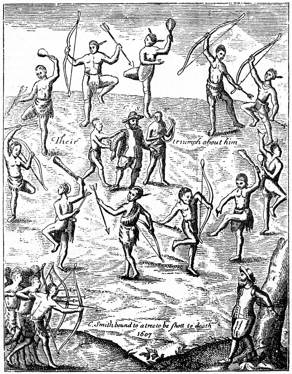 Captain John Smith Taken Prisoner by the Indians, Virginia by Unbekannt