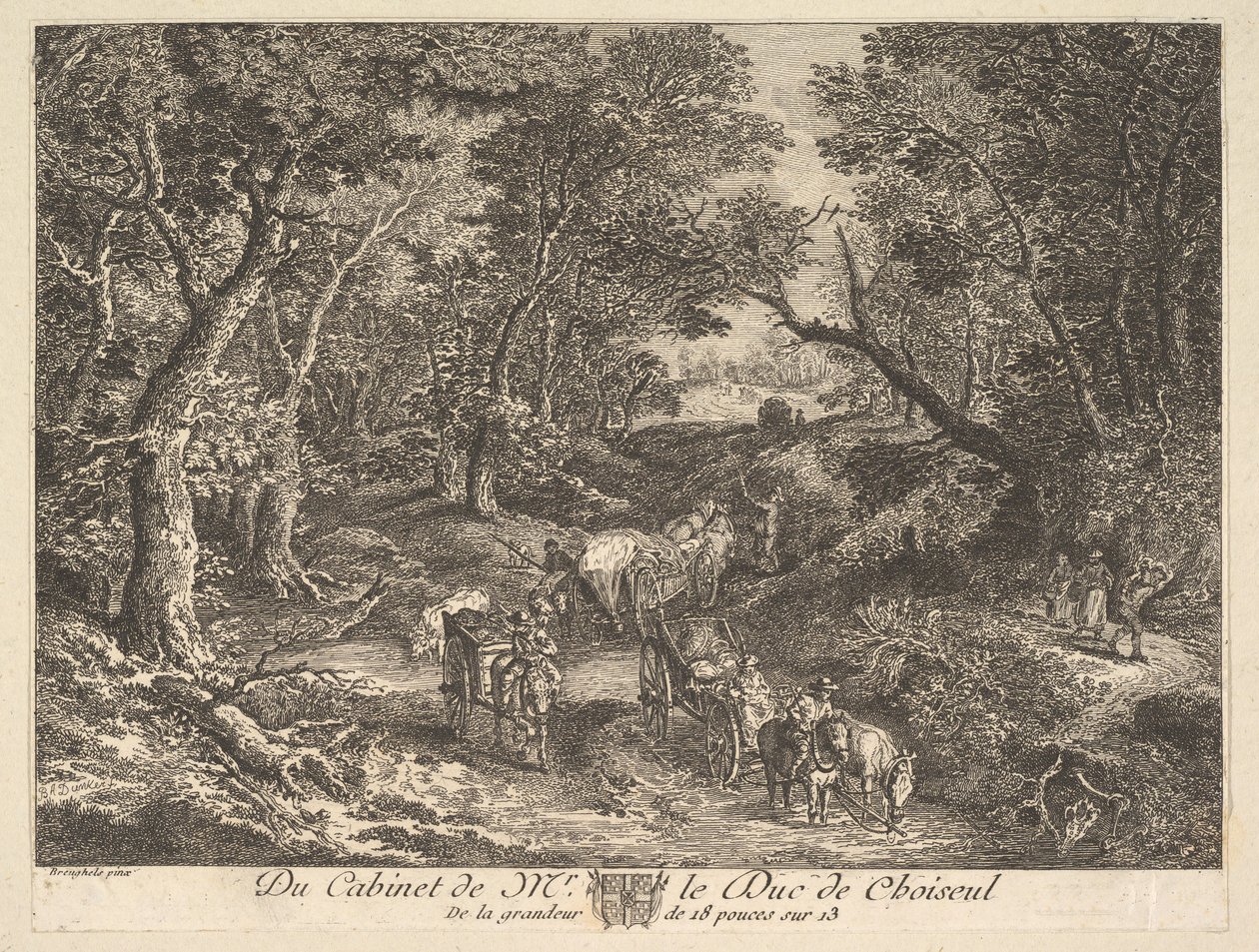 Carts on a Path through the Woods after a Painting in the Collection of the Duc de Choiseul by Unbekannt