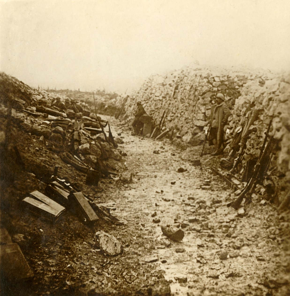 Central telephone post at Froideterre, Verdun, northern France, c1916 by Unbekannt