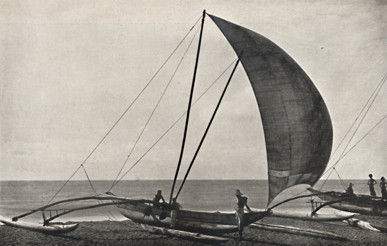 Ceylonese Fishing Boat with Outrigger, 1926 by Unbekannt