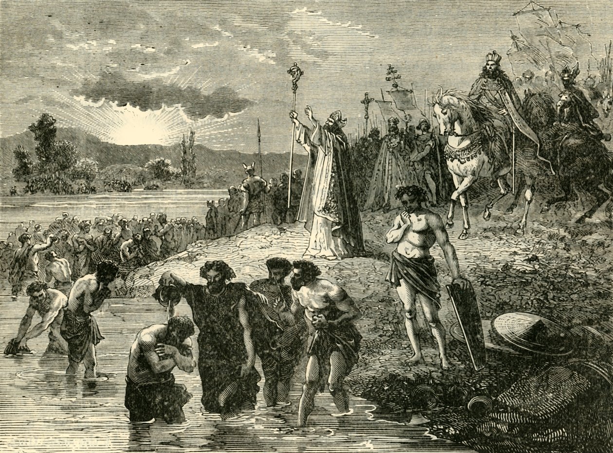 Charlemagne Causing the Saxons to be Baptised in the Weser, 782AD by Unbekannt