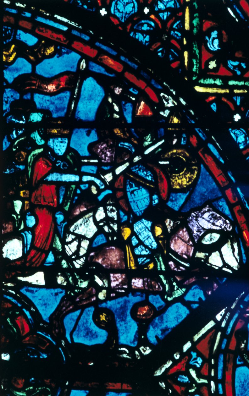 Charlemagne Battles the Saracens, Stained Glass, Chartres Cathedral, France, c1225 by Unbekannt