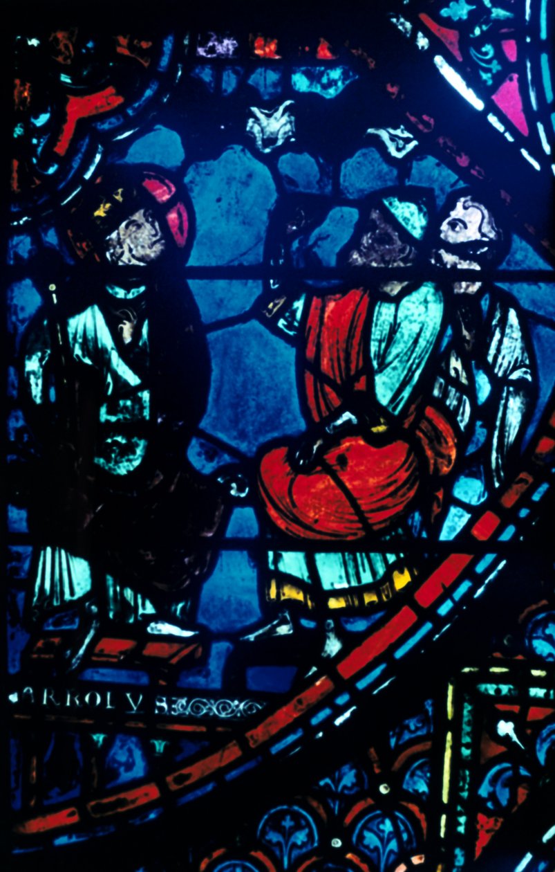 Charlemagne Looks at the Milky Way, Stained Glass Window, Chartres Cathedral, France by Unbekannt