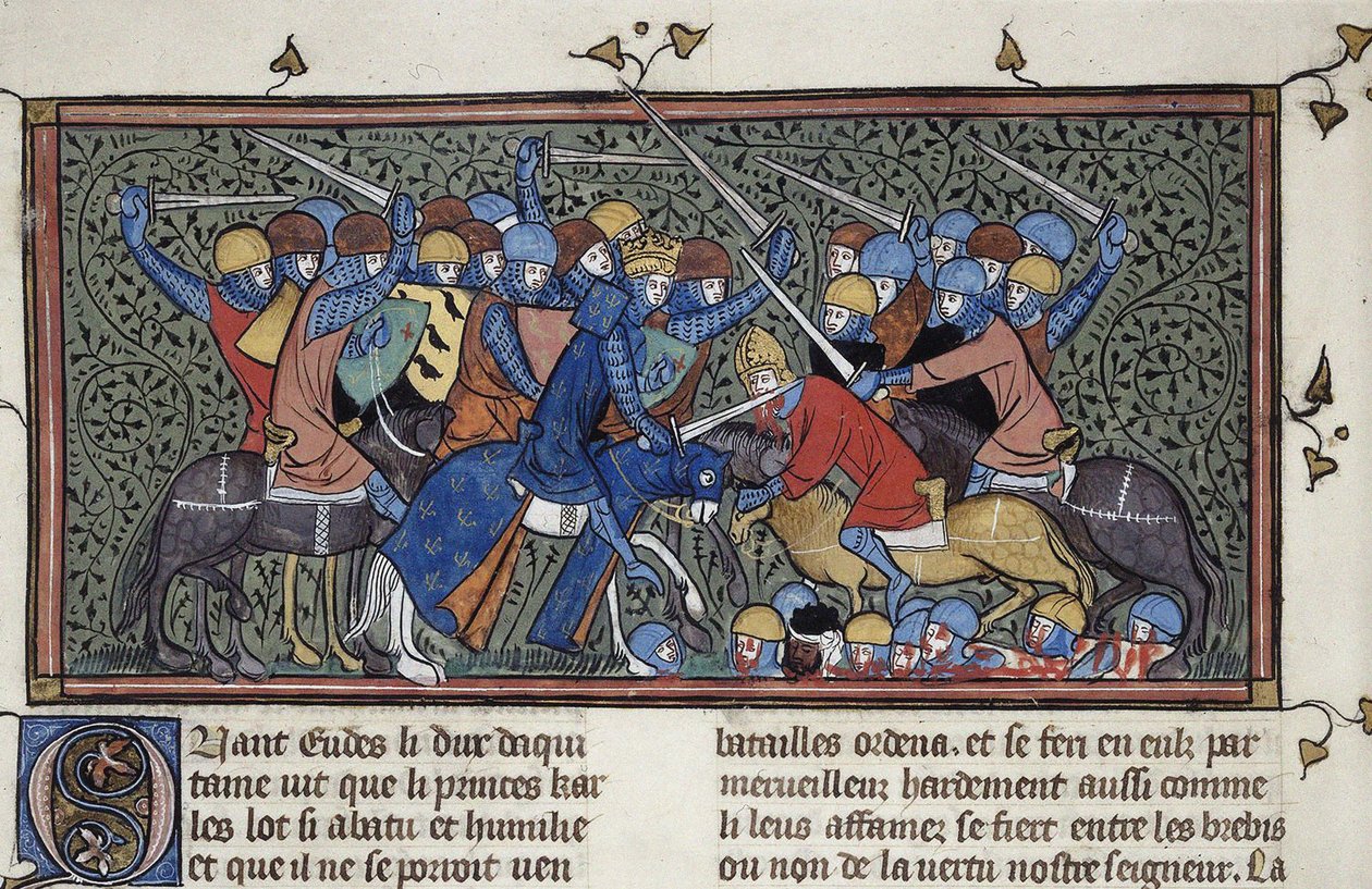 Charles Martel at the Battle of Tours, ca 1332-1350 by Unbekannt