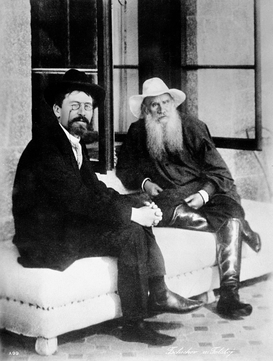 Chekhov and Tolstoy, late 19th century by Unbekannt