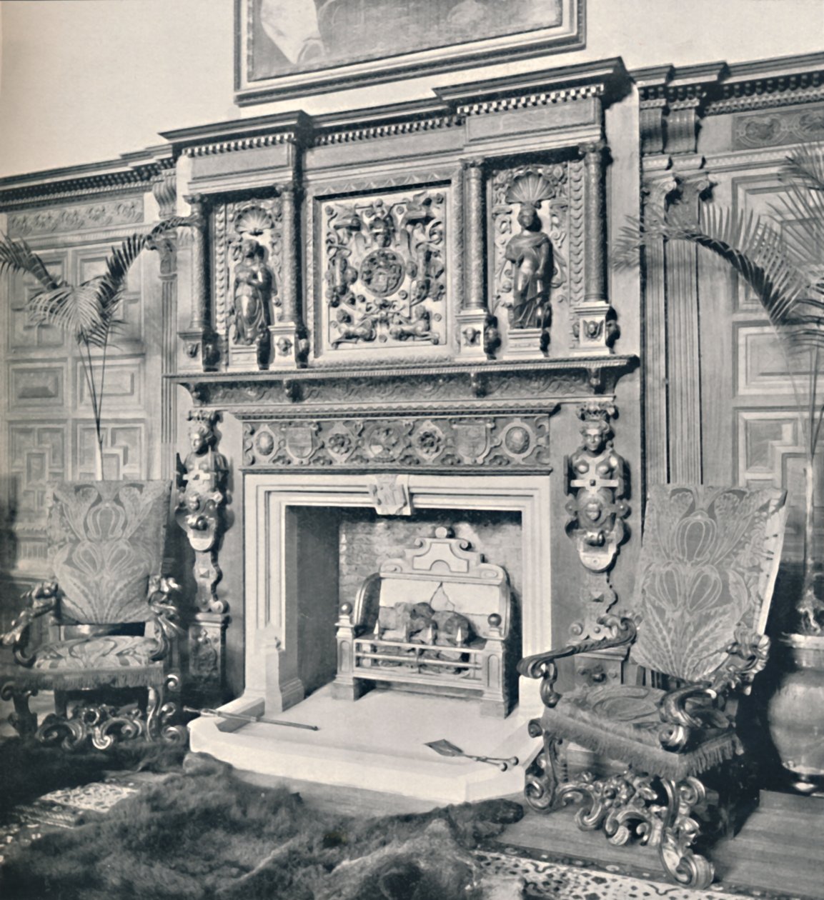 Chimney-Piece in the Great Hall, Castle Ashby, Northampton, 1927 by Unbekannt