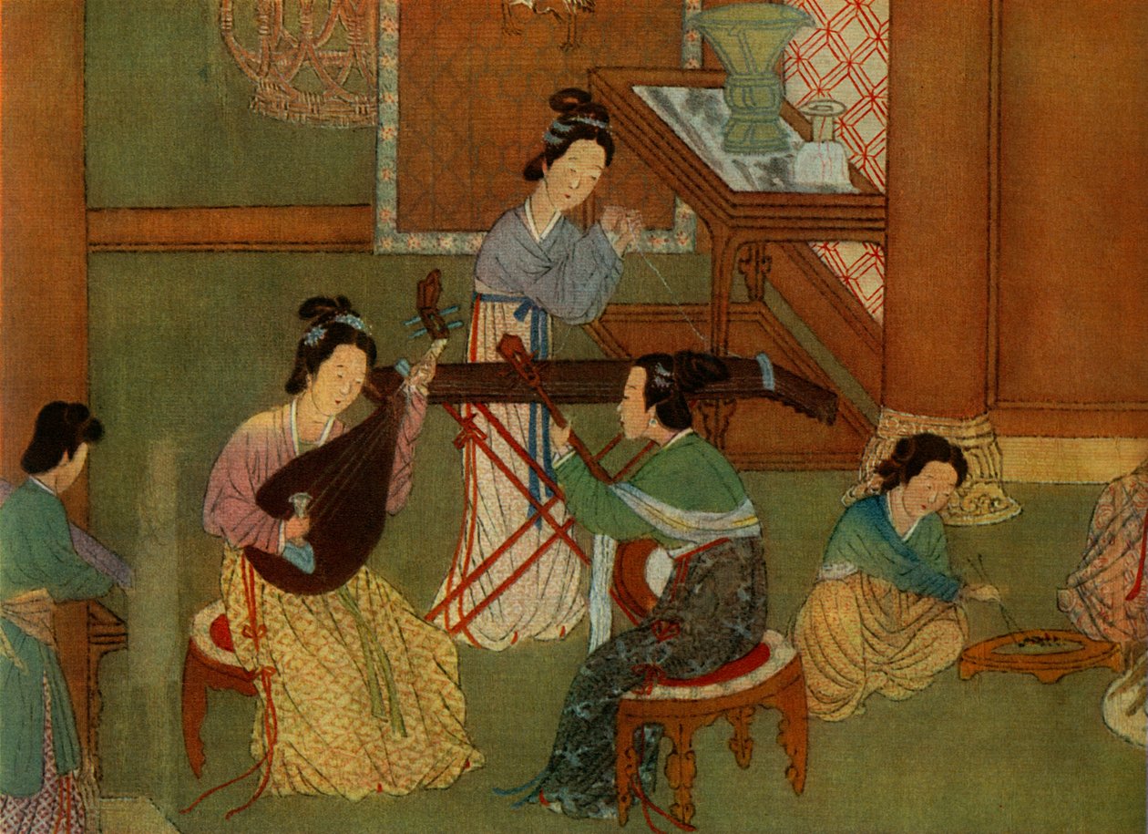 Chinese Lute Pi-pa, Moon Guitar Yue-chin and Table Zither Tchin (detail) by Unbekannt
