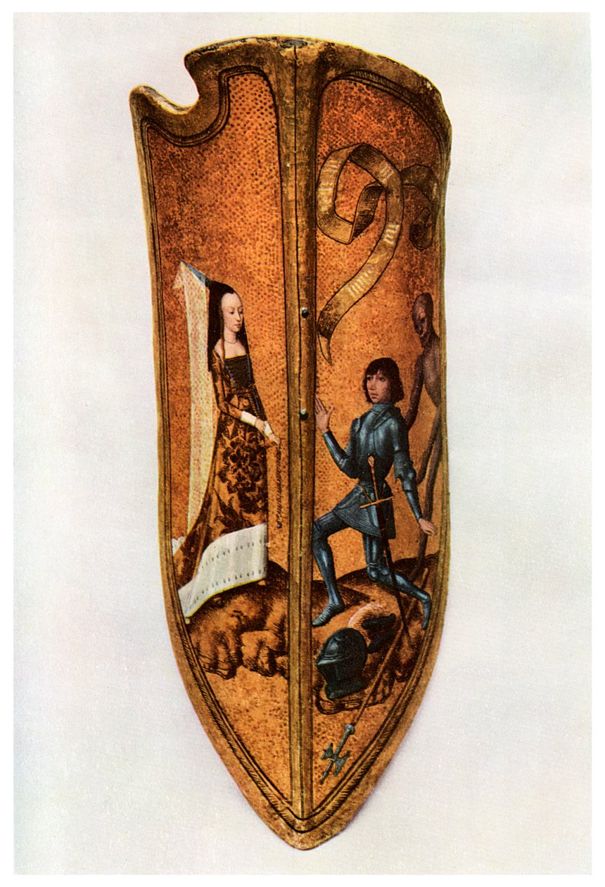 Chivalry and courtly love: Flemish parade shield, c1400, 1956 by Unbekannt