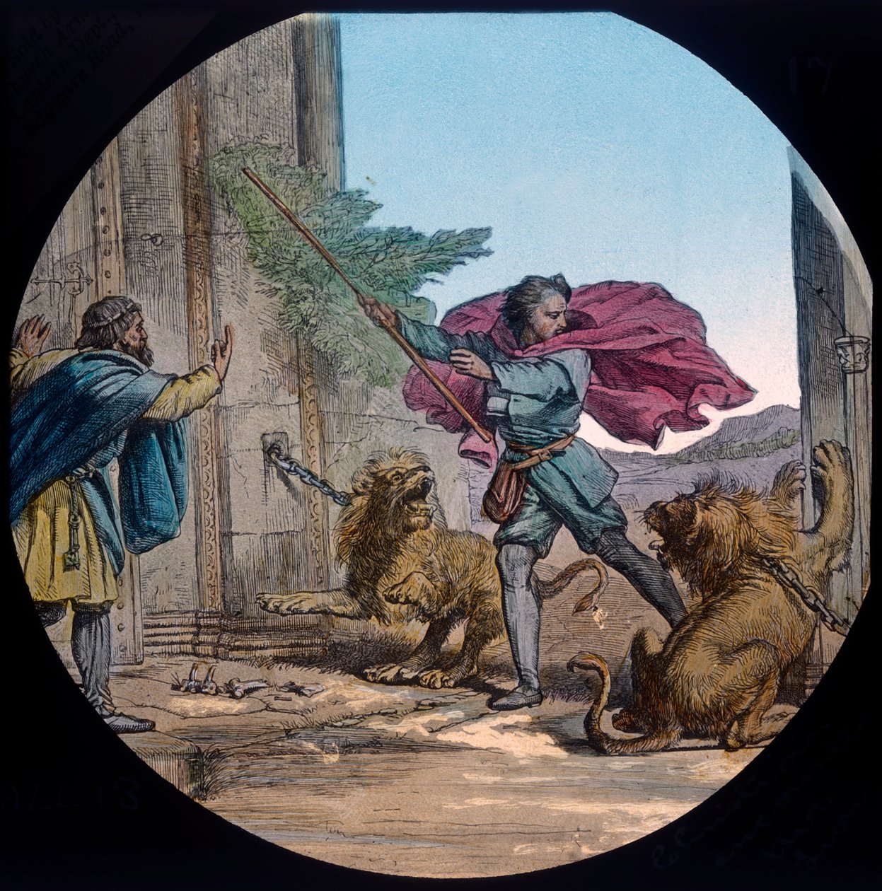 Christian Encounters Two Lions, c1910 by Unbekannt
