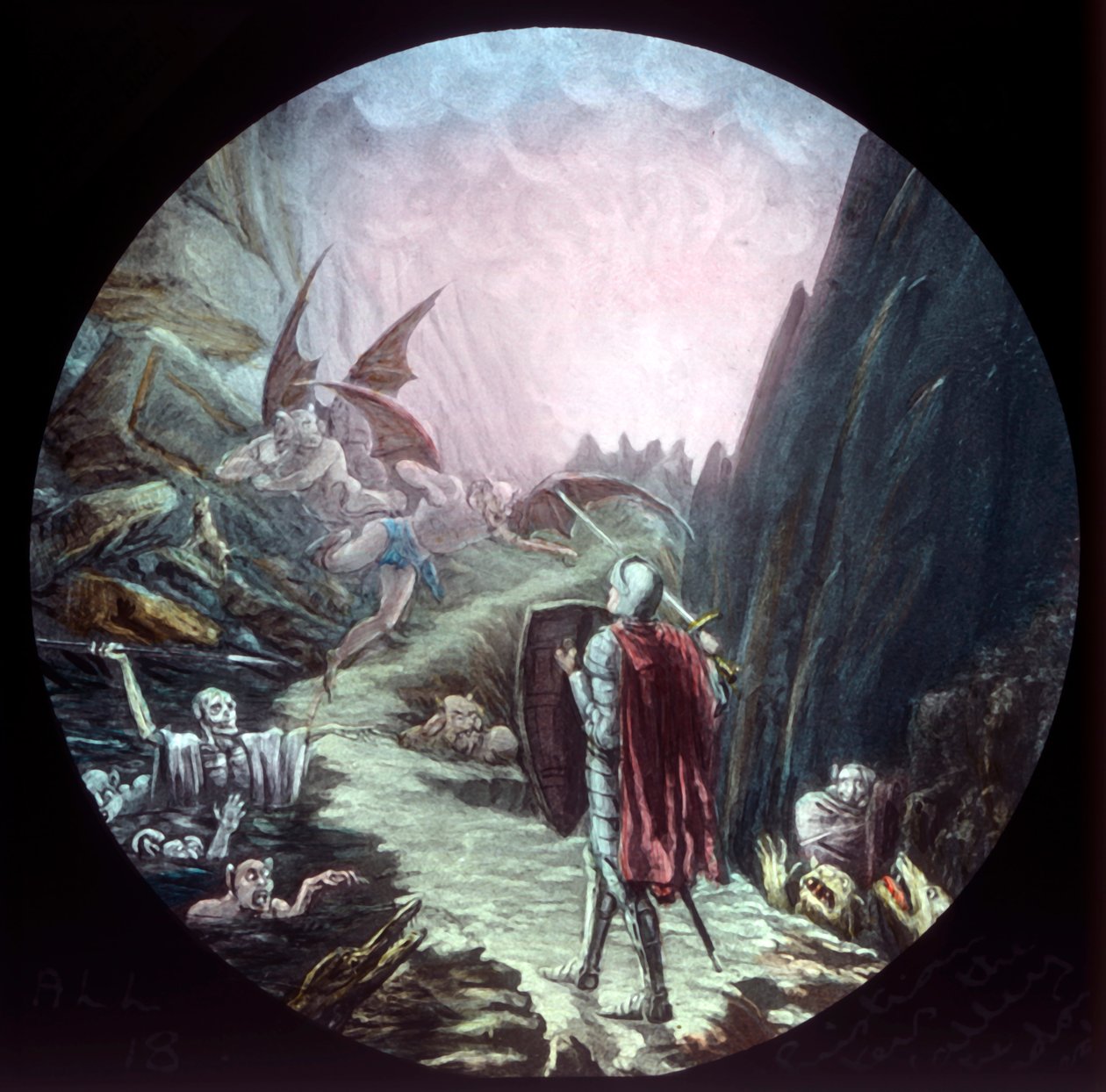 Christian enters the Valley of the Shadow of Death, c1910 by Unbekannt