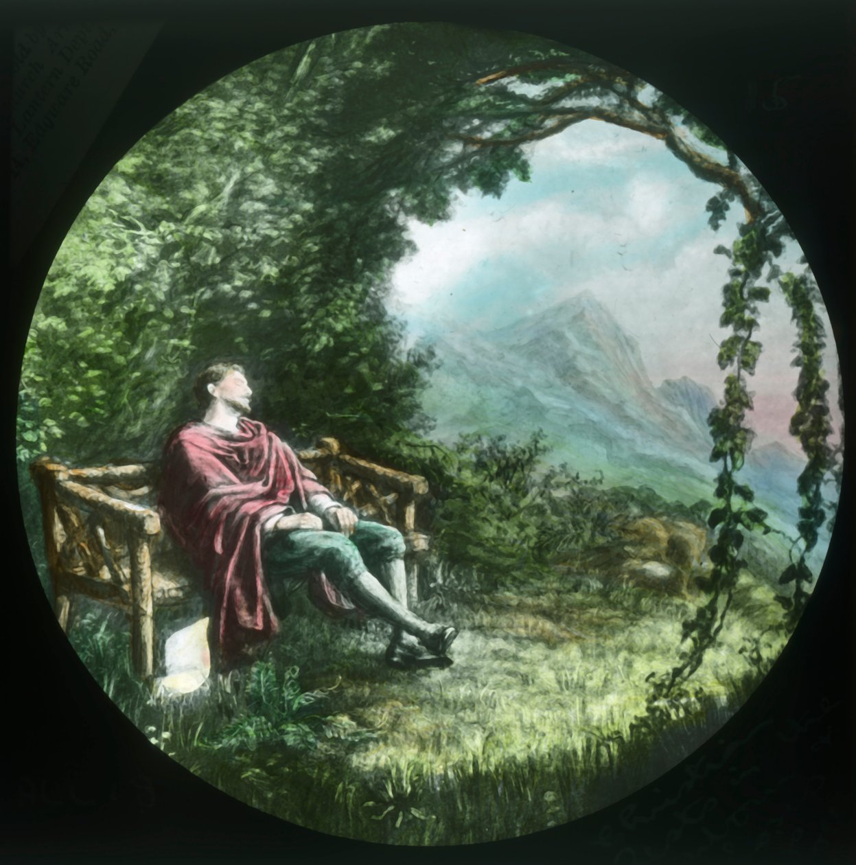 Christian rests in the arbour and loses his scroll by Unbekannt