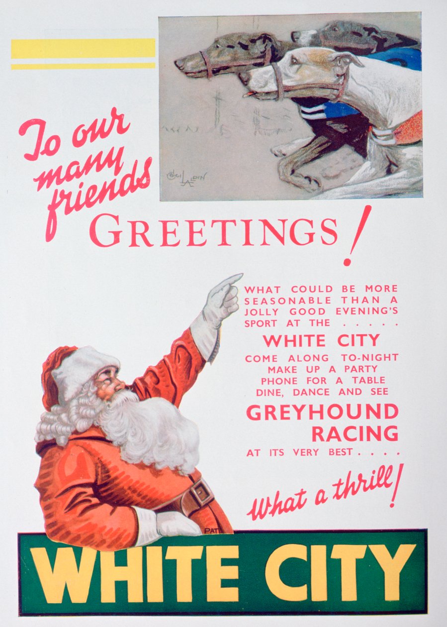 Christmas advert for the White City greyhound track, London by Unbekannt